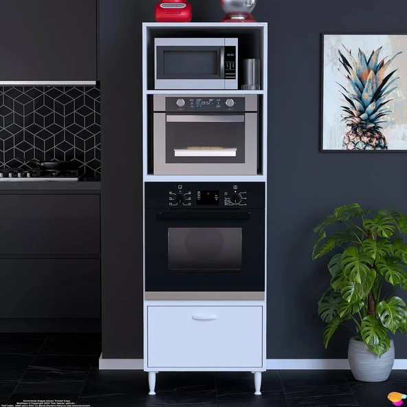 Modilayn ZERA Ankastre Dolap (60x185,9x56 cm): 1 Kapaklı Mini/Midi Mikrodalga Fırın Dolabı ürün görseli 1