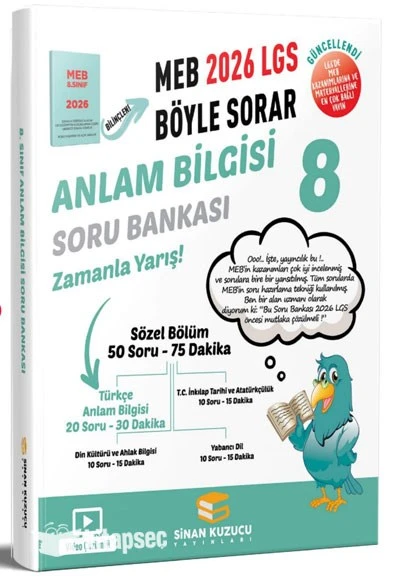 2026 8. Sınıf LGS Anlam Bilgisi Soru Bankası Sinan Kuzucu