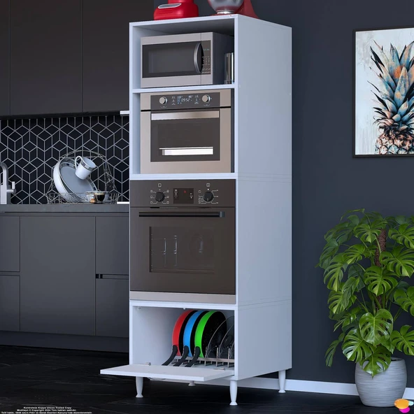 Modilayn ZERA Ankastre Dolap (60x185,9x56 cm): 1 Kapaklı Mini/Midi Mikrodalga Fırın Dolabı - Resim 2