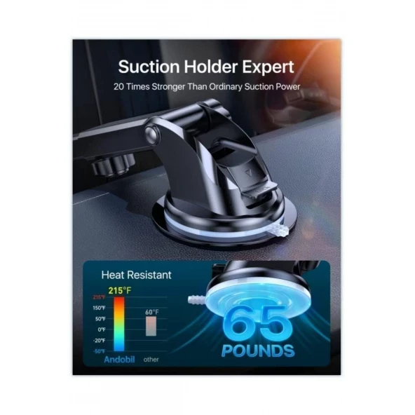 Acl T-77 360 dönebilen Güçlü Mıknatıslı Vantuzlu Araç İçi Tutacak ürün görseli