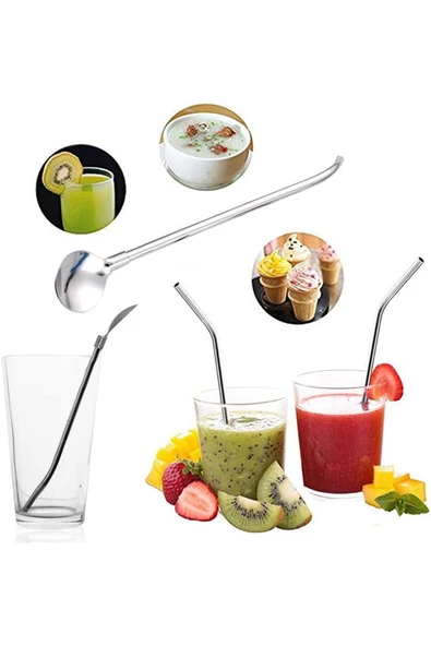 Elista Pipetli Metal Kaşık Seti 6 Adet + Temizleme Fırçası - 4