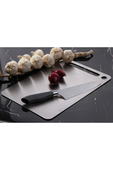 Elista Paslanmaz Çelik Silikonlu Kesim Panosu Lüx 34x24 Cm - Resim 6
