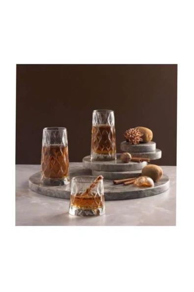 Paşabahçe Leafy Su Bardak - Su Meşrubat Bardağı Özel Seri 12 Li Set Takım 3 Boy - 1