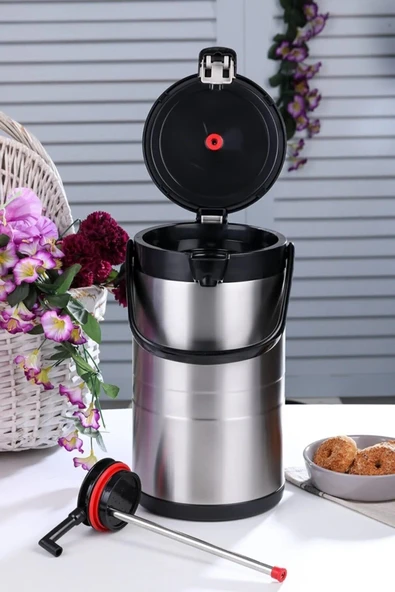 Elista 2008 Pompalı 3,5 Litre İçi Dışı Çelik Termos - 3