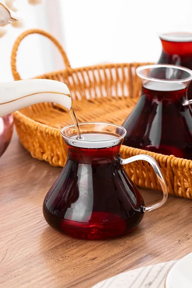 Elista 6'lı Ehli Keyf Borosilikat Cam Kulplu Çay Bardağı 220 ml Bardak 16043 - 2
