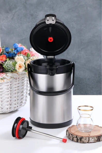 Elista 2007 Pompalı 2,5 Litre İçi Dışı Çelik Termos - 4