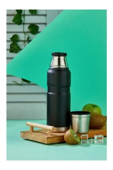 Elista Paslanmaz Çelik Termos 500 ML Çift Kat Sızdırmaz 12 Saat Sıcak, 24 Saat Soğuk Siyah Renk