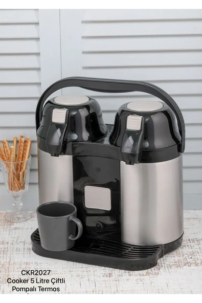 Elista 2027 5 Litre Çiftli Pompalı Çelik Termos