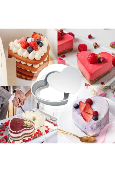 Tomurcukhome Kek Kalıbı Kalpli Bisküvi Kalp Şeklinde Alüminyum 1 Adet ağız çapı 15 cm yükseklik 5 cm - 3