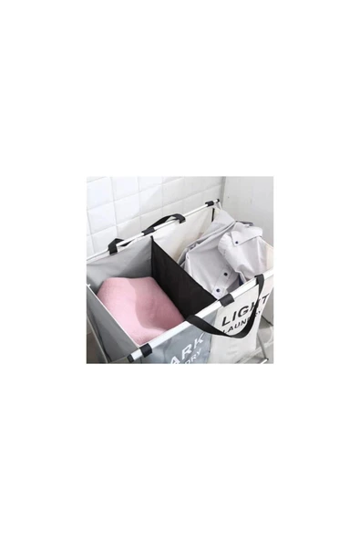 Elista Kirli Çamaşır Sepeti Katlanabilir 2 Bölmeli - Resim 6