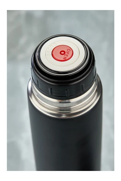 Elista Paslanmaz Çelik Black 0,750 ml Piknik Kamp Okul Servis ve Ikram Için Su Meşrubat Çay Termos Piknik - 4