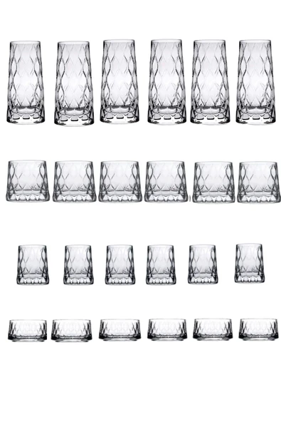 Paşabahçe Leafy 24 Parça Çok Amaçlı, Bardak,Kase,Kahve Yanı Su Bardağı Çeyiz Seti