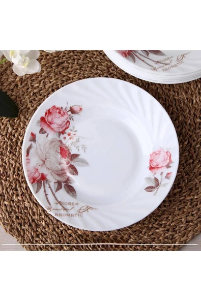 Elista Opal Yemek Tabak Rose Desen 20.2 cm 6 Adet - 3