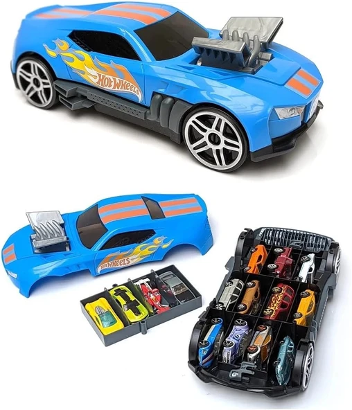 Hot Wheels Race N' Haul 2'si 1 arada saklama kutusu - 1