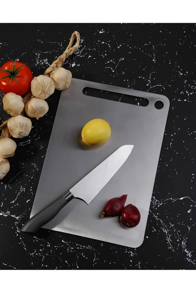 Elista Paslanmaz Çelik Silikonlu Kesim Panosu Lüx 34x24 Cm - Resim 2