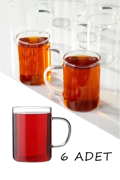 Sekiz8 6 Adet Borosilikat Isıya Dayanıklı Termisil Cam Kupa, Çay Kahve Bardağı 200ml - 1