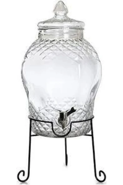 Tomurcukhome 6 Litre Musluklu Cam Su Sebili Şerbetlik Ve Damacana Metal Ayaklı - 4