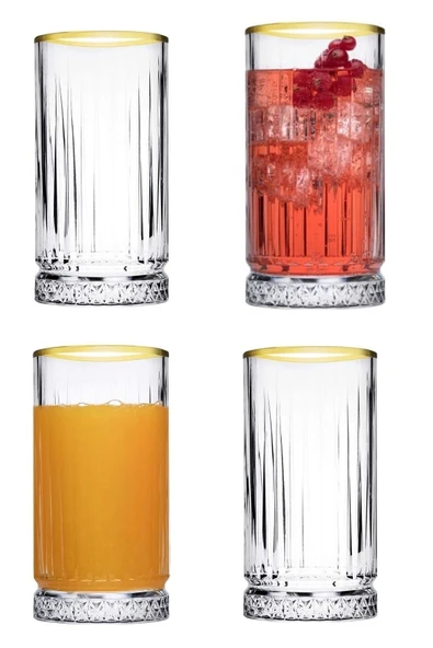 Paşabahçe Elysia Golden Touch Yaldızlı Uzun Bardak 4'lü 450 Cc 520015 Orjin. Kutulu - Resim 7