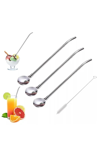 Elista Pipetli Metal Kaşık Seti 6 Adet + Temizleme Fırçası - 6