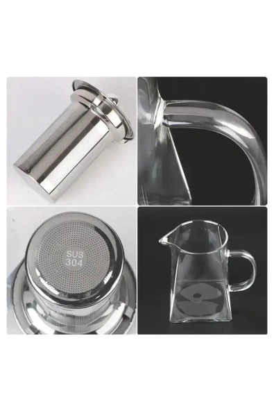 Tomurcukhome Süzgeçli Cam Demlik Isıya Dayanıklı 950 ML - Resim 3