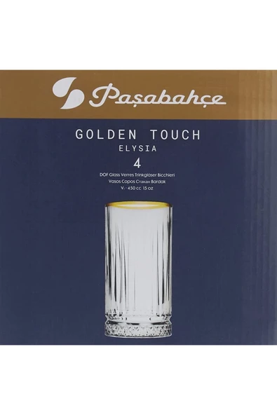 Paşabahçe Elysia Golden Touch Yaldızlı Uzun Bardak 4'lü 450 Cc 520015 Orjin. Kutulu - Resim 2