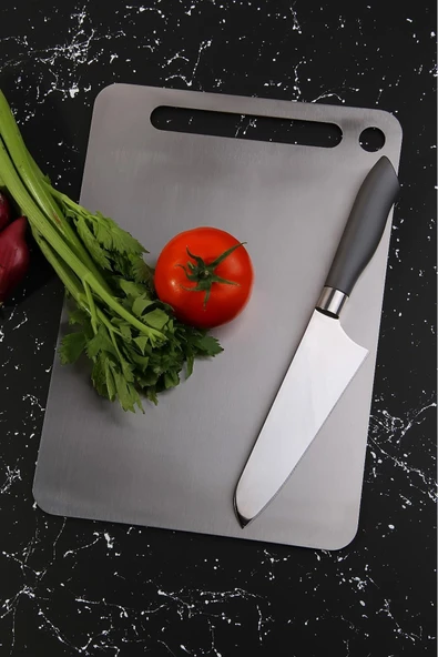 Elista Paslanmaz Çelik Silikonlu Kesim Panosu Lüx 34x24 Cm - Resim 5