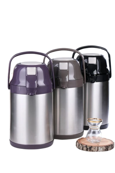 Elista 2007 Pompalı 2,5 Litre İçi Dışı Çelik Termos - 3