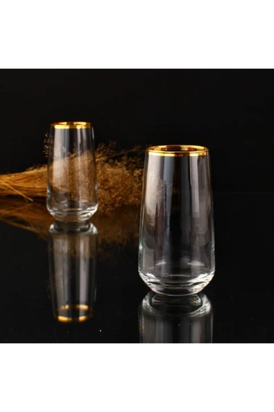 KristalGalerisi 6'lı Meşrubat Bardağı Su Bardağı- Lal Safir Altın ürün görseli