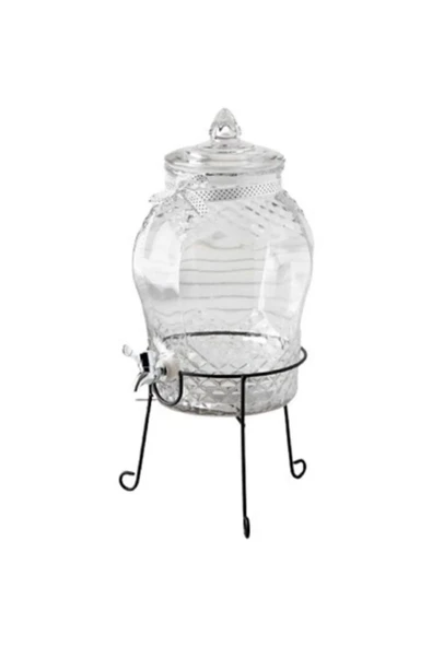 Tomurcukhome 6 Litre Musluklu Cam Su Sebili Şerbetlik Ve Damacana Metal Ayaklı - 3
