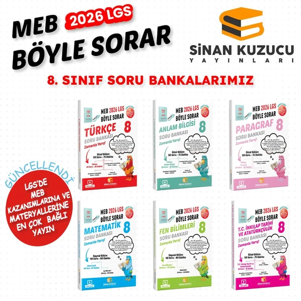 8. SINIF - LGS MEB BÖYLE SORAR SORU BANKASI SETİ ( 2026 LGS ) 6 kitap SİNAN KUZUCU