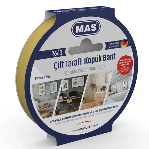 Mas Çift Taraflı Köpük Bant 19 MM x 5 M 2643 ürün görseli
