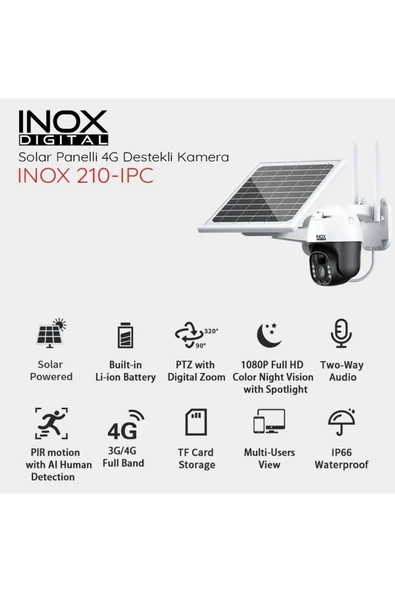 inox 4g Solar Kamera Hd 1080p Güneş Enerjili Kamera Inox-210ıpc - 1