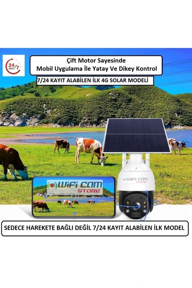 WIFICAM PLUS 7/24 Kayıt Alabilen 4g Sim Kartlı Solar Güneş Enerjili Kamera Türkçe App - 2