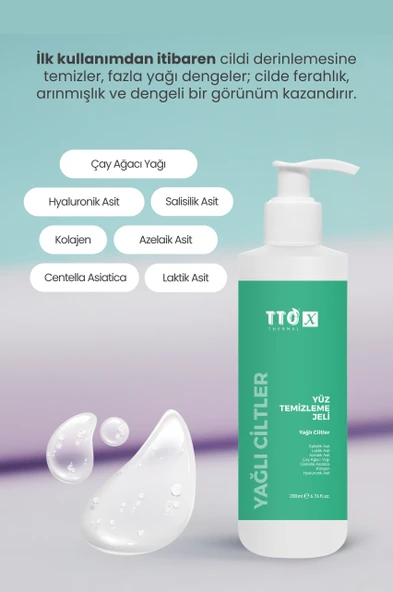 TTO-X Yüz Temizleme Jeli – Yağlı Ciltler 200 ml - Resim 3