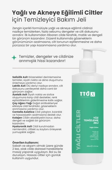 TTO-X Yüz Temizleme Jeli – Yağlı Ciltler 200 ml - Resim 4