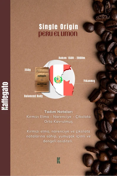 Kaffegato Peru El Limon Kahve Çekirdeği 250g - 2