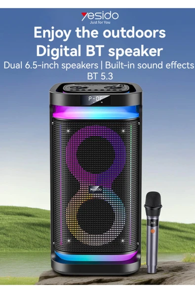 Yesido YSW29 Bluetooth RGB Işıklı Kablosuz Taşınabilir Hoparlör | 40W | Mikrofonlu | 4400mAh | 7 Renk Modu - 4
