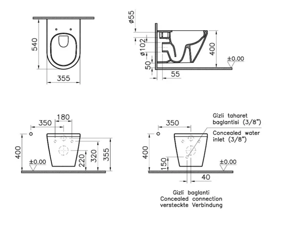 Vitra Integra Rim-Ex Asma Klozet + Kapak - 2