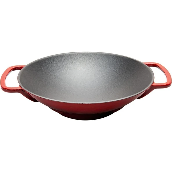 SÜREL DÖKÜM 28 CM YUVARLAK WOK TAVA KIRMIZI