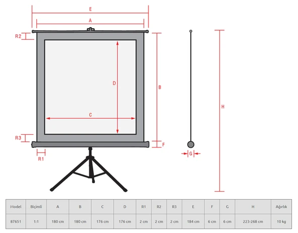 Reflecta 180 cm x 180 cm Tripod Projeksiyon Perdesi - 4