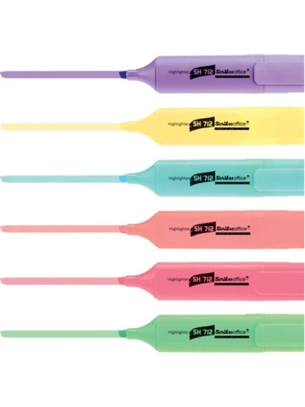 Scrikss Fosforlu Highlighter Pastel Renkler 6'lı Kalem Seti (SH712P)