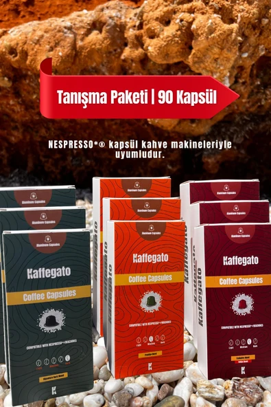 Kaffegato Kahve Kapsülü 9'lu Tanışma Paketi (90 Adet)