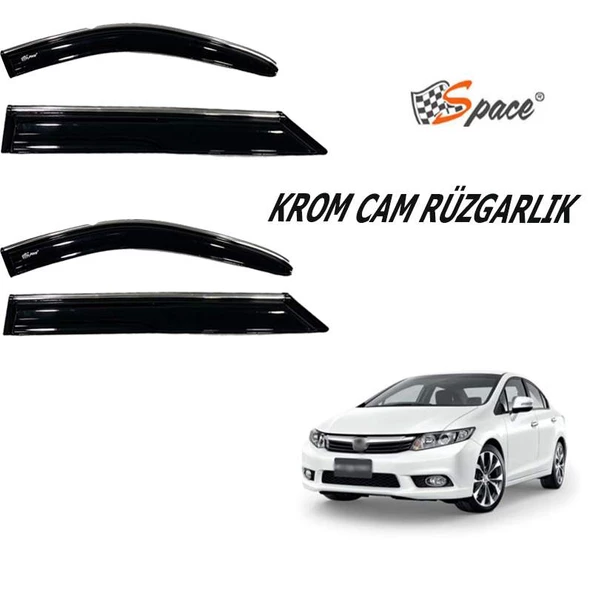 Honda Civic Fb7 Kasa 2012-2015 4'lü Kromlu Cam Rüzgarlığı A+ Yeni Dizayn