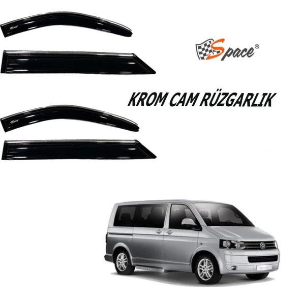 Volkswagen Transporter T5 2008 2'li Kromlu Cam Rüzgarlığı A+ Yeni Dizayn