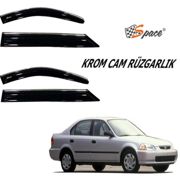 Honda Civic 1996-2001 4'lü Kromlu Cam Rüzgarlığı A+ Yeni Dizayn