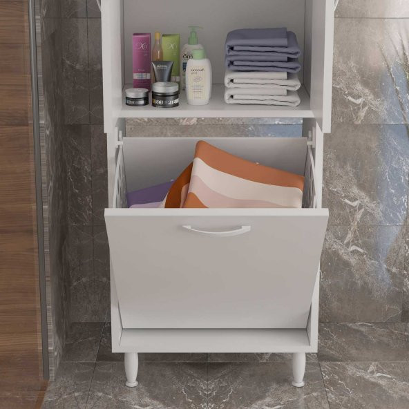 Gamzem Kirli Çamaşır Sepetli Banyo Dolabı - 4