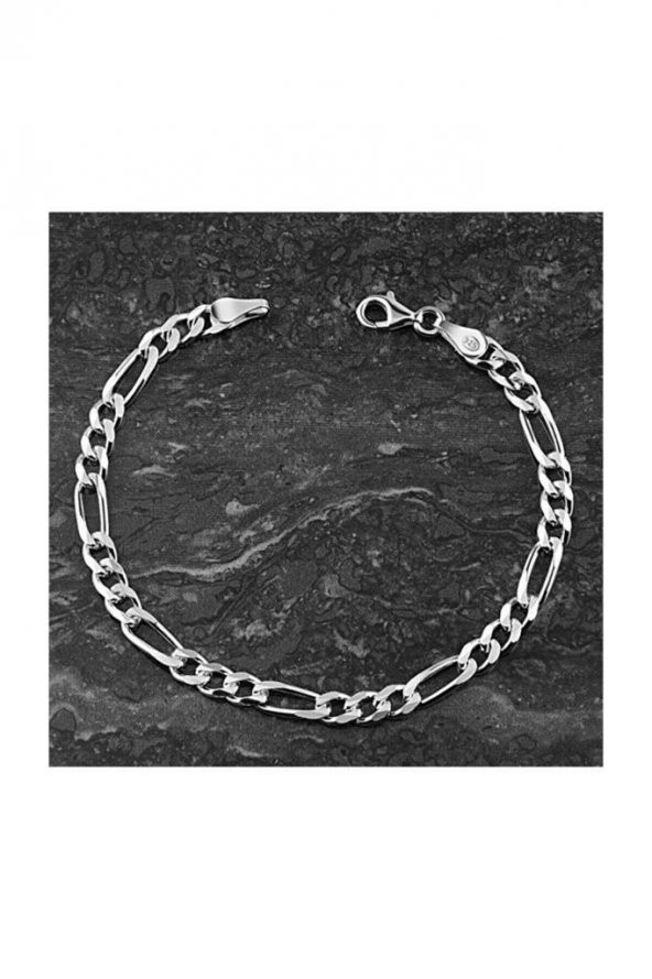 925 Ayar Gümüş Figaro Zincir Bileklik 4.5 MM 21 CM - 2