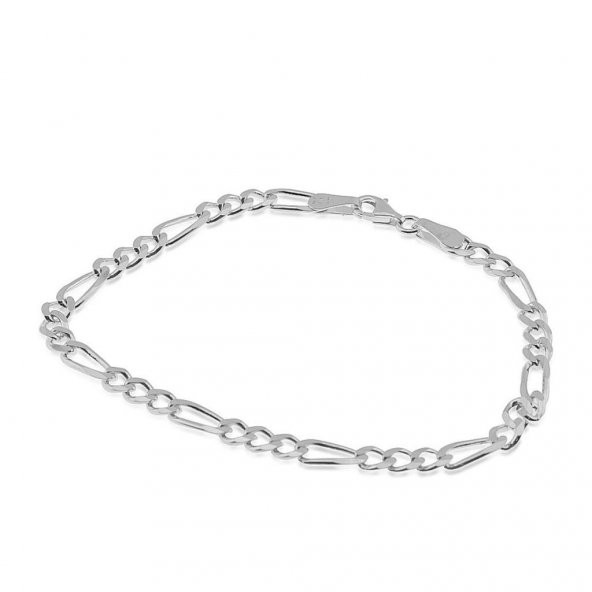 925 Ayar Gümüş Figaro Zincir Bileklik 4.5 MM 21 CM - 3