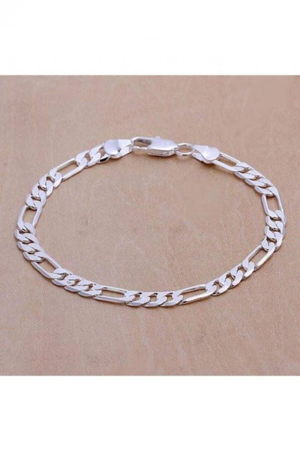 925 Ayar Gümüş Figaro Zincir Bileklik 4.5 MM 21 CM - 5