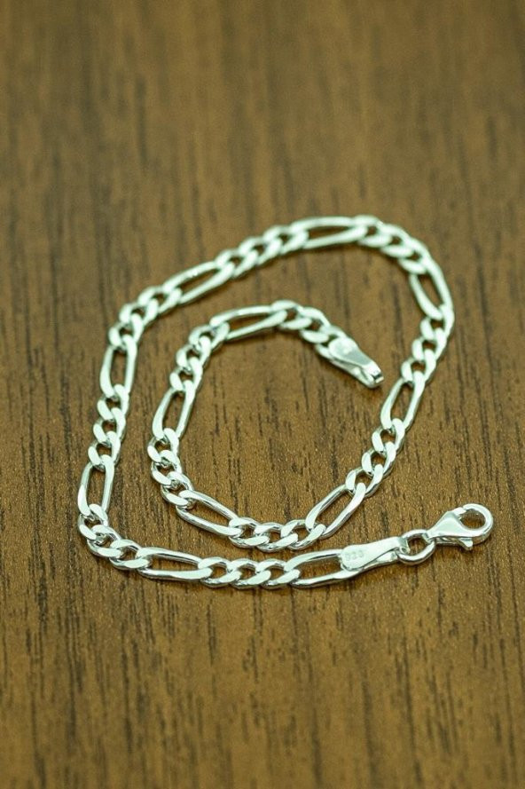925 Ayar Gümüş Figaro Zincir Bileklik 4.5 MM 21 CM - 8